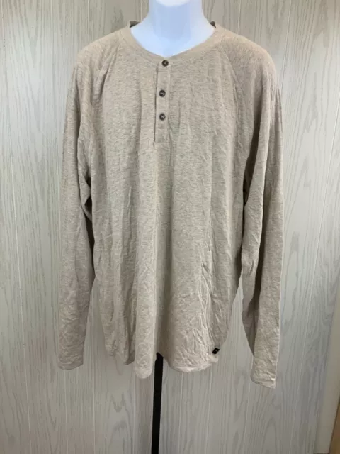 I Jeans by Buffalo Long Sleeve Henley Shirt, Men's Size XXL, Tan NEW MSRP $37