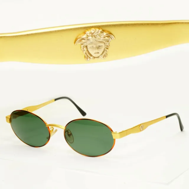 Gianni Versace 1996 Vintage Gold Medusa Oval Metal Sunglasses MOD S09 COL 07M