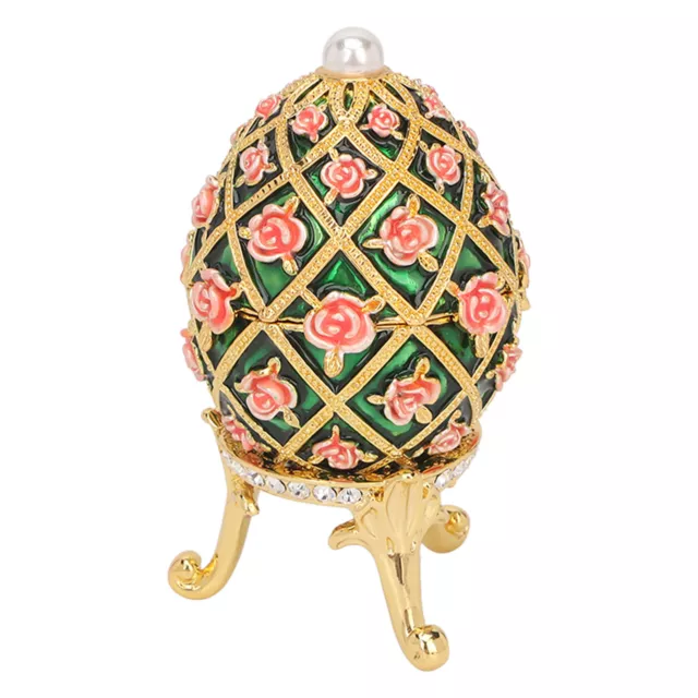 Metal Trinket Box Egg Shaped Flower Relief Design VintageJewelry Storage Box De♡