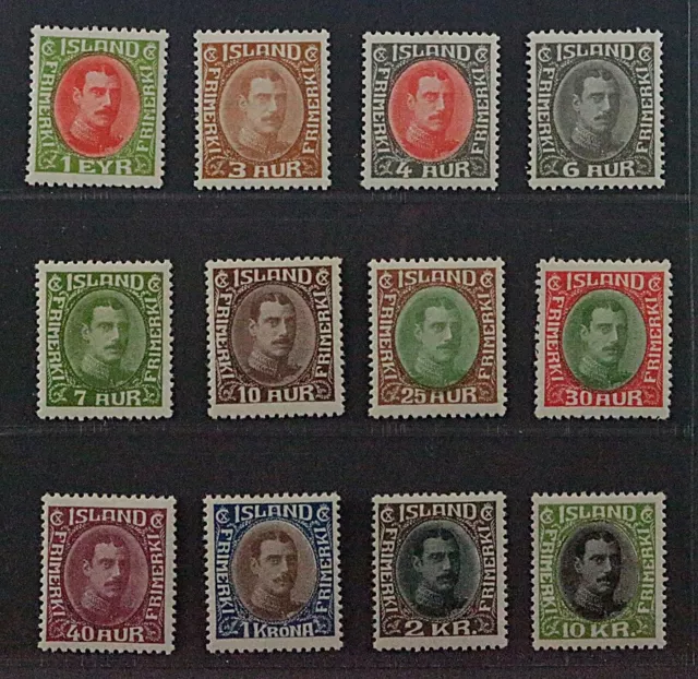 1931, ISLAND 156-67 König Christian, 1 E.-10 Kr. komplett, Originalgumm 2600,-€