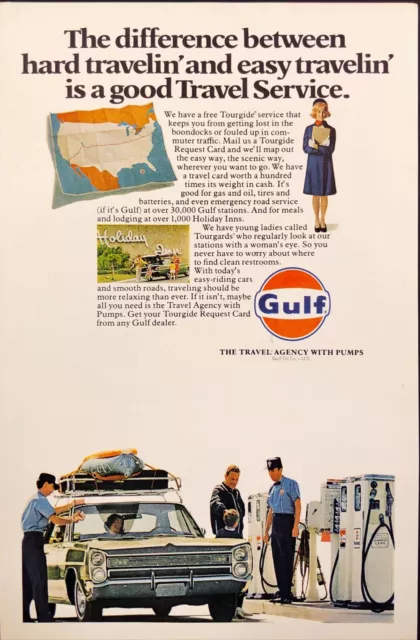 Gulf Oil Tourgide Travel Service Holiday Inn Vintage Print Ad 1969