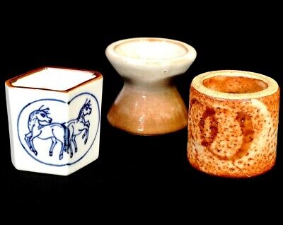 Vintage Japanese Tea ceremony tools Pottery & Porcelain Lid rest set of 3 YK