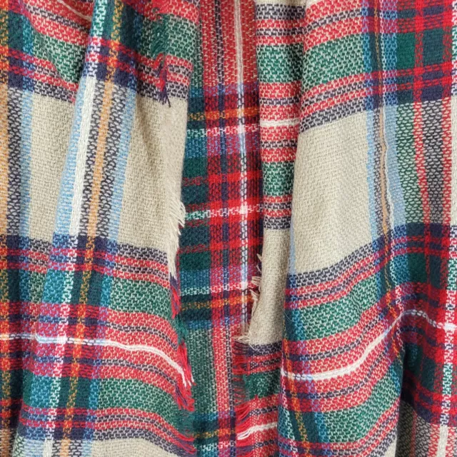 Modcloth Red Tan Plaid Large Scarf Wrap Blanket 3