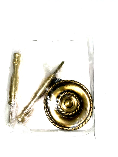 2 Vintage NOS Brass Gold Drapery Curtain Hold Tie Backs/Medallions