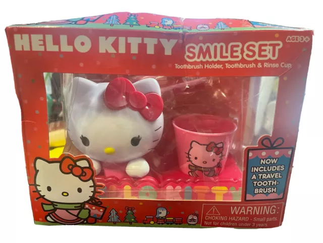 Hello Kitty Smile Set Toothbrush Holder Rinse Cup Set & Travel Toothbrush