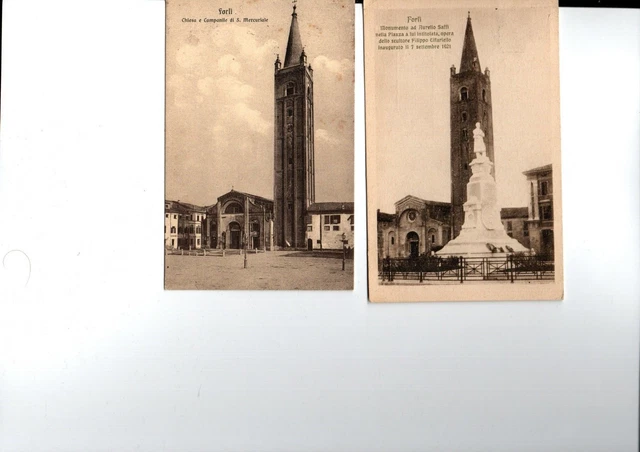 FORLI Chiesa S. Mercuriale N. 2 CARTOLINE VIAGGGIATE PRIMA E DOPO IL 1921