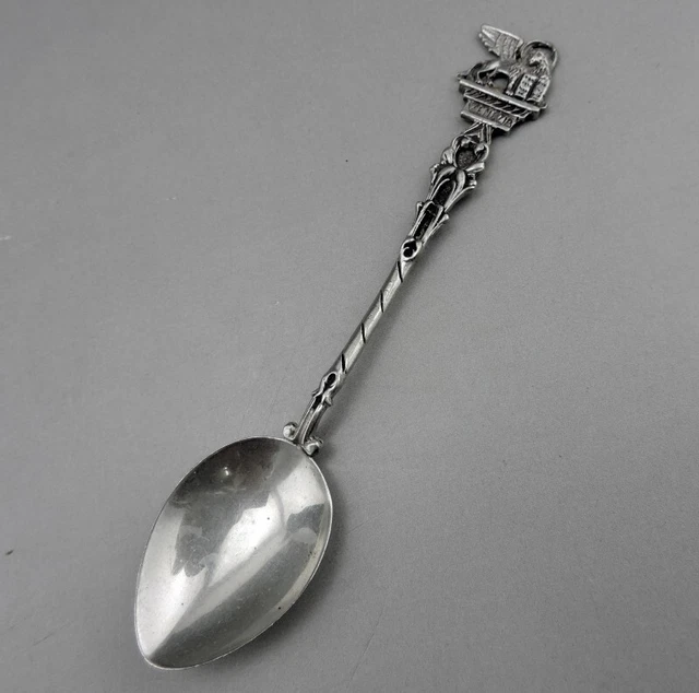 Ancienne Petite Cuillère En Argent Massif - Manche Figuratif Joueur De Pipeau
