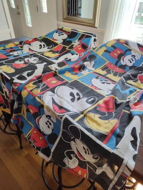 2 Pcs Vintage Curtain Panels Disney Mickey Mouse Color Block