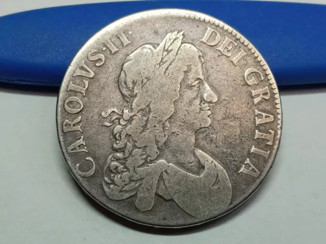 1664 Silver CROWN Coin King Charles II