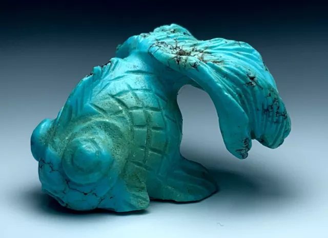 Mid Century Carved Chinese Turquoise Koi Fish Fetish / Effigy