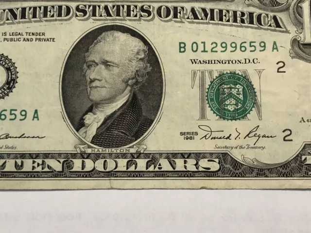 USA Stati Uniti series 1981 $ 10 Dollars B….A, Originale, BB 2