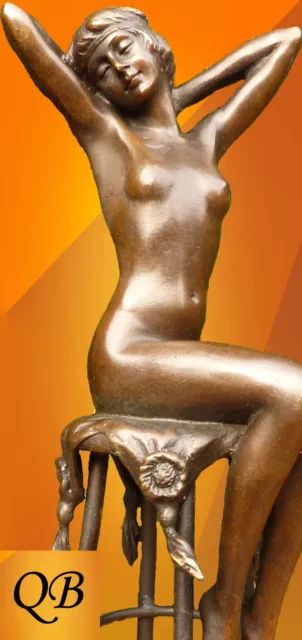 Bronze Figurine Art Deco Sculpture Statue Awakening Lady Figure D.h.chiparus