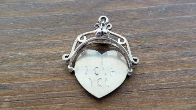 SILVER I LOVE YOU HEART SHAPED SPINNER Vintage Collectible Charm