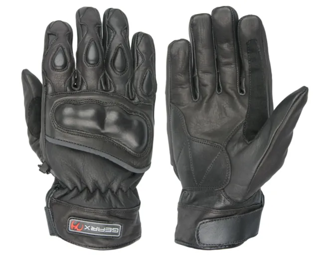 Corto Guantes para Motocicleta Cuero Moto Nudillo Cáscara Protección