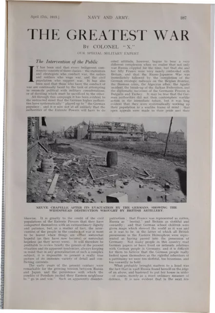 1915 Ww1 Article & Pics Neuve Chapelle Evacuation German Ethnological Map Europe