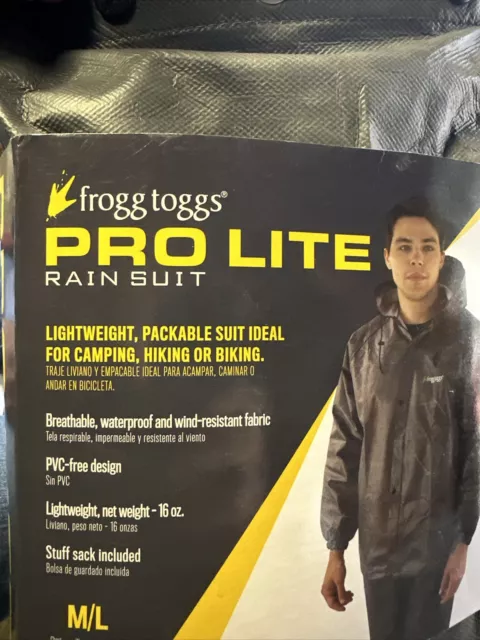 Frogg Toggs Pro Lite Rain Suit M/L Carbon Black FREE-SHIPPING