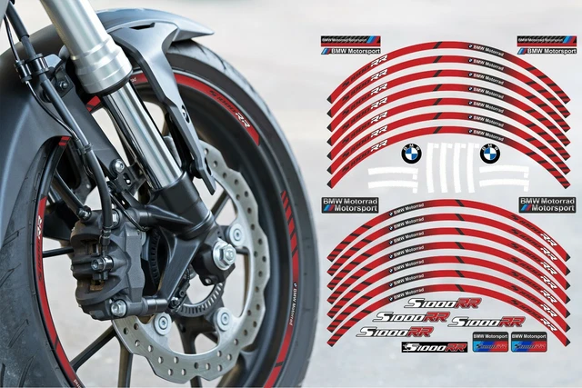 Glossy Vinyl Rim Stickers / Wheel Decals For BMW M1000R Motorcycle – Laminated Stripes