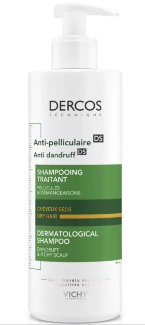 Vichy Dercos Anti-Dandruff DS Shampoo 390ml- Advanced Action- Itchy Scalp