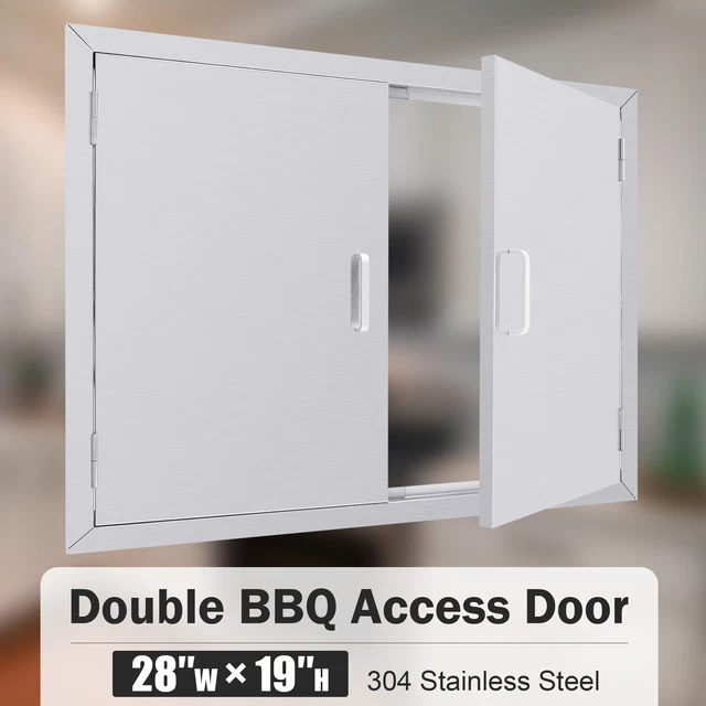28x19 Stainless Steel Double Doors for Outdoor Cabinet Kitchen Grill Accessories