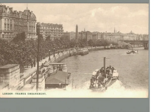 Thames Embankment : London : Vintage Postcard.