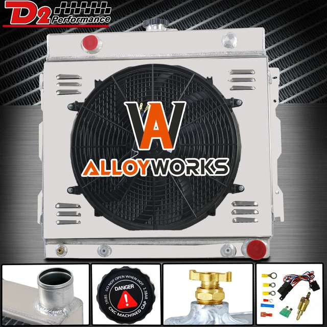 3 Row Aluminum Radiator+Shroud Fan For 1970-1979 DODGE CHARGER / PLYMOUTH TRUCK