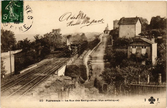 CPA SURESNES La Rue des Rediguels. Art View. (509756)