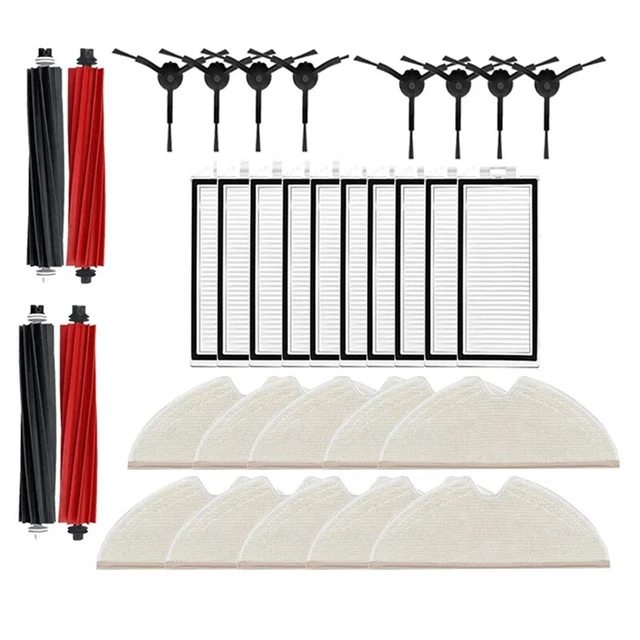 Jegehoyo Kit Accessori Per Proscenic Q8 Max/Mova E20 PLUS/MONSGA MS1 Max/Liectroux M70 Pro - 18 Pezzi: Spazzola Principale, Spazzole Laterali, Filtri, Panni, Sacchetti