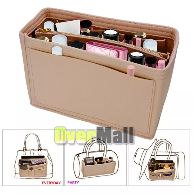 Organizador de bolso de fieltro, con cremallera, bolso para modelos L Beige