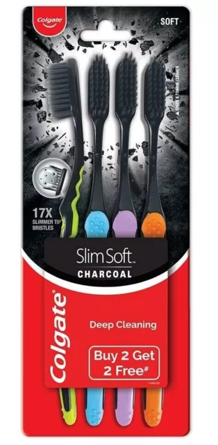 Colgate Slim Soft Charcoal Spazzolino da denti Confezione da 4 spazzolini...