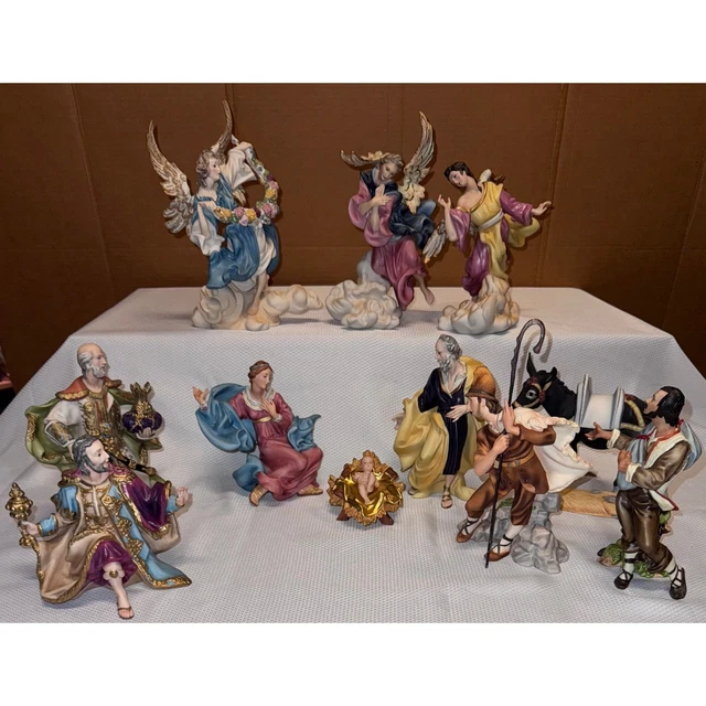 Crèche De Noël Miniature En Boîte Métallique - Figurines PVC Multicolores - Jésus, Marie, Joseph - Décoration Bureau, Église, Maison