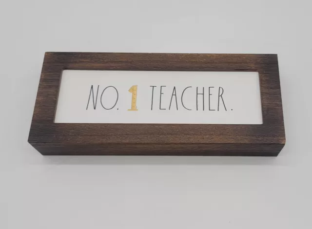 Rae Dunn Wooden Sign For The "#1 Teacher " Desk Plaque