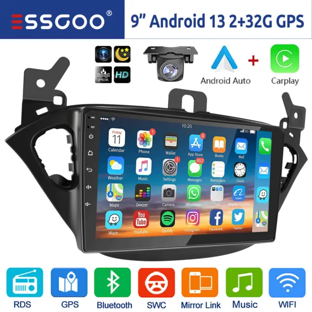 Android 13 Autoradio CarPlay GPS Navi WIFI RDS KAM Für Opel Corsa E 2015-19 Adam