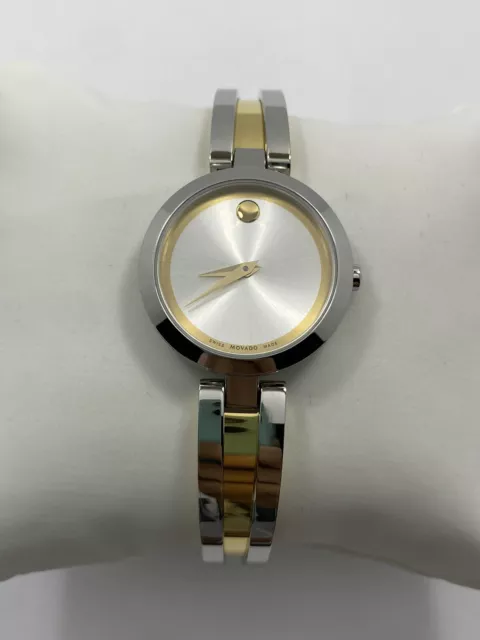 Movado Aleena Quartz Silver Dial Two Tone Stainless Steel Ladies Watch 0607150