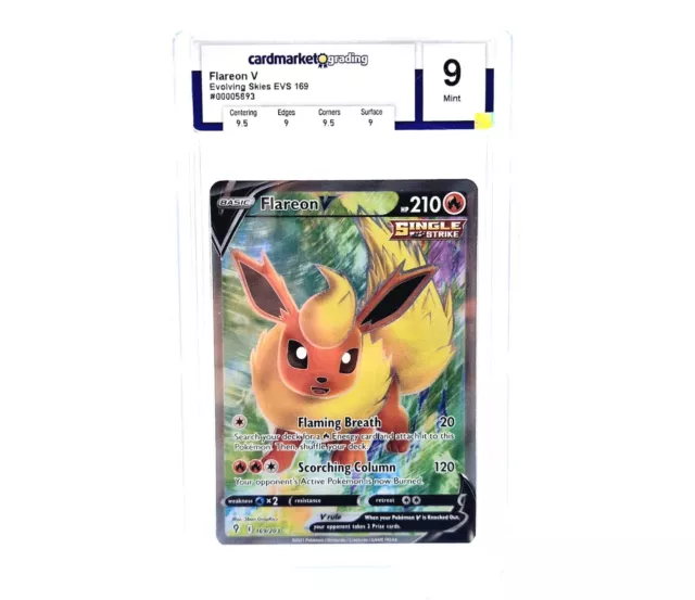 9 Pokemon Flareon V 169/203 EN Cardmarket Grading No PSA Full art Holo Rare