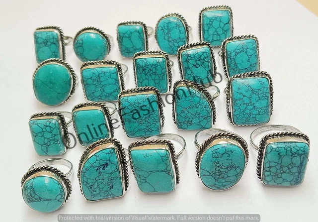 Lot De Bagues En Plaqué Argent 925 Avec Jaspe – Taille 6 à 9, Fait Main, Inde, Neuf Sans Emballage