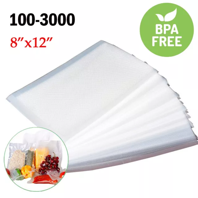 100-800 Quart 8"x12" Embossed Vacuum Sealer Bag Food Saver Storage Package 4Mil