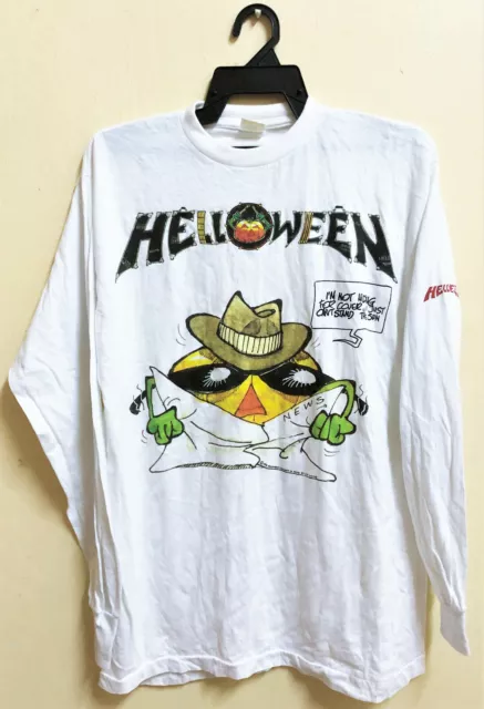 Vintage 1990 Helloween Rock Metal Tour Concert T-Shirt Iron Maiden Metallica