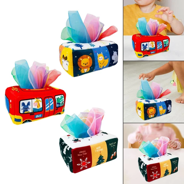 Jouet bébé éveil Montessori - Boîte à mouchoirs en tissu - Cadeau pour Jouet bébé éveil Montessori - Boîte à mouchoirs en tissu - Cadeau pour