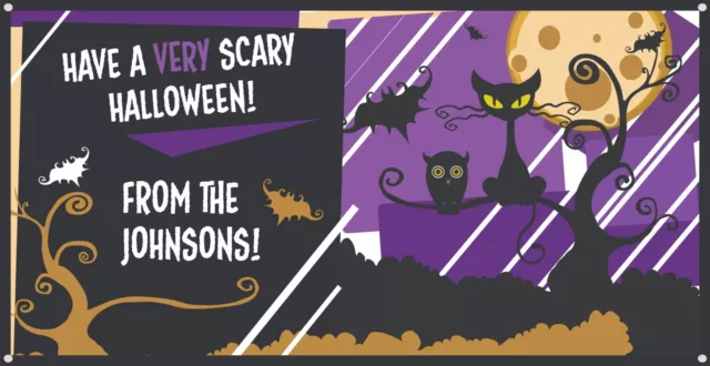 LARGE CUSTOM HALLOWEEN BANNER! Your Name on Banner! Durable Vinyl Lasts Years!