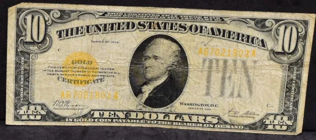 1928 $10 Small Gold Certificate (G-314)