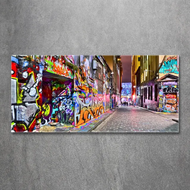 Glas-Bild Wandbilder Druck auf Glas 120x60 Deko Kunst Bunte Graffiti