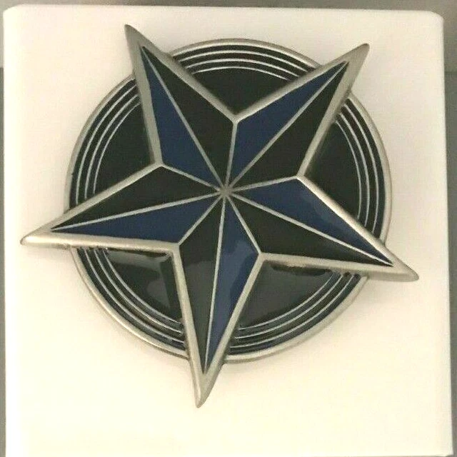 2002 Great American Products Star Black & Royal Blue Enamel Pewter Belt Buckle