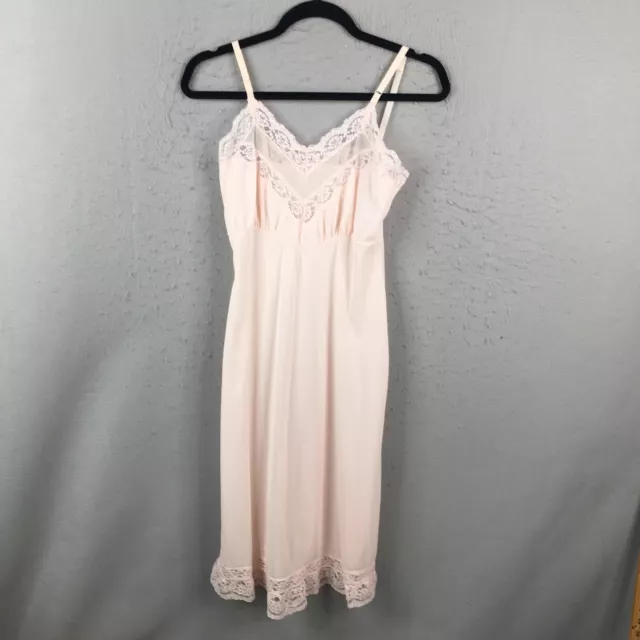 Vintage 1950s Kel Ray Slip Dress Womens 34 Pale Pink Lace Accents Lingerie