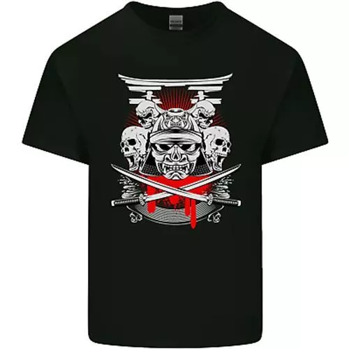 T-shirt top samurai teschi Giappone arti marziali MMA da uomo cotone
