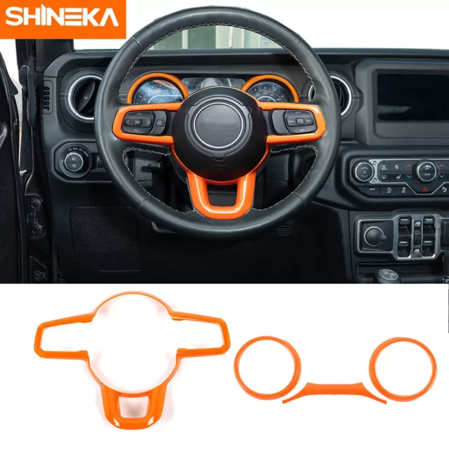 Steering Wheel Trim +Dashboard Cover Kit For Jeep Wrangler JL JT 2018+ Orange