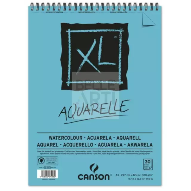 Bloc Papier Aquarelle Toronné " XL Aquarelle " A3 30 Fg 300 Gr