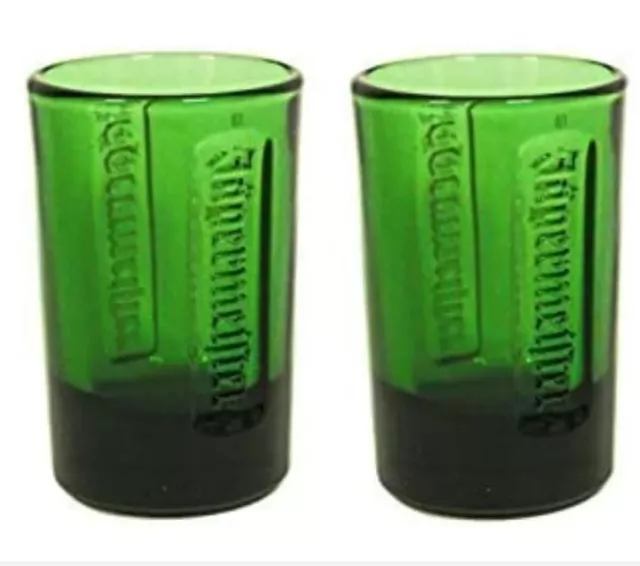 2 X Jägermeister Green Glass 25ml Shot Glasses, Brand New