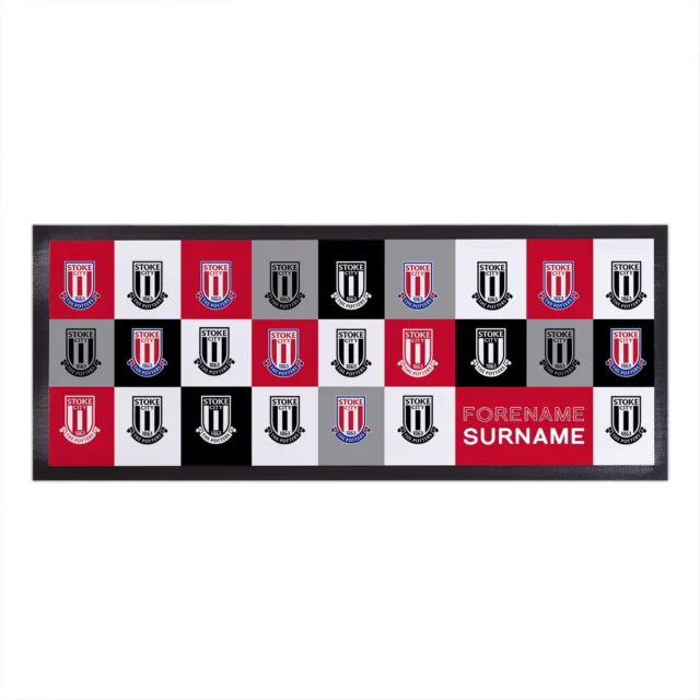 Stoke City FC Officially Licensed - Chequered - Personalised Bar Runner