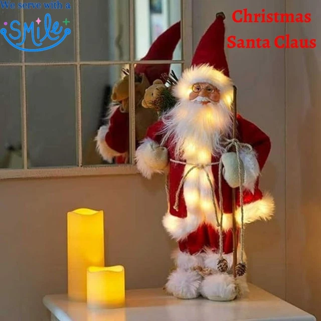 Christmas Santa Claus Xmas Home Decor Father Ornament Light Up Decorative Santa