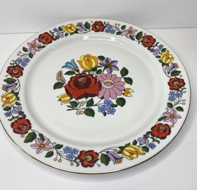 Hand Painted Kalocsa 0f Hungary Folk Art Wall Hanger Plate Bright Floral 7.5” Fl